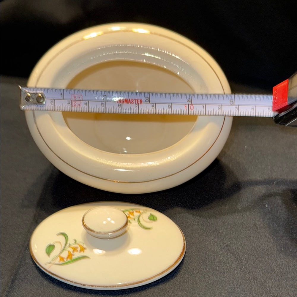 EUC beautiful Edwin Knowles Forsythia Gold Rimmed Covered Sugar Bowl & Lid - Picture 5 of 8